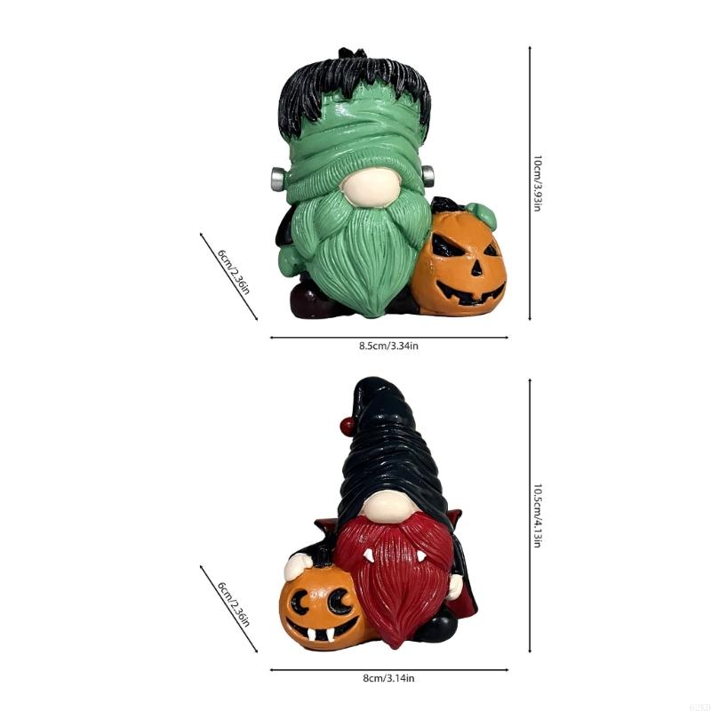 62KD Halloween Elf Statues Pumpkin Gnomes Table Decoration for Festival Ambiances