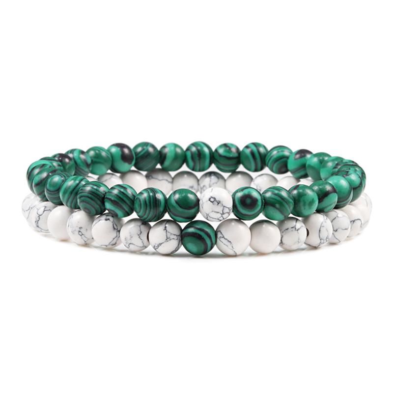 2Pcs/Set Couples Distance Bracelet Natural Stone Tiger Eyes Lava Beaded Bracelets & Bangles Men Women Jewelry Best Friend Gift