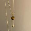 Mode Vintage Brauner Naturstein Anhänger Goldfarbene Schlangenkette Halskette Für Frauen Mädchen Ästhetisch Punk 2025 Trend Schmuck