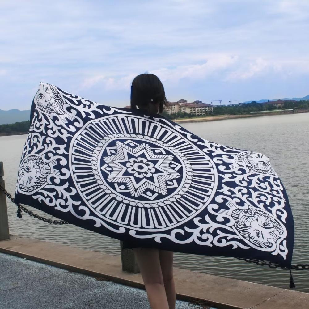 Chaka Salt Lake Great Northwest Tourism Ethnic Style Scarf Silk Scarf Women'S Summer Seaside Beach Shawl Sunscreen Thin