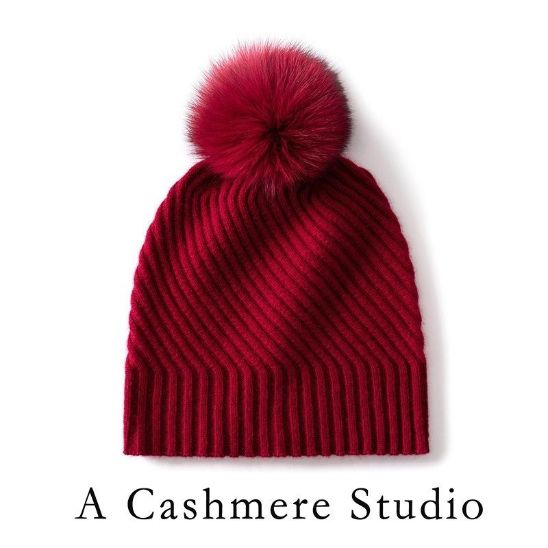 Casual Cashmere Hat Men's and Women's Hairball Hat Winter Solid Color Versatile Thickened Cold-proof Warm Knitted Hat Cold Hat