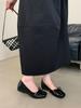2025 French grandma shoes inner height increase shallow mouth inner height increase single shoes soft sole not tired foot bow ballet shoes