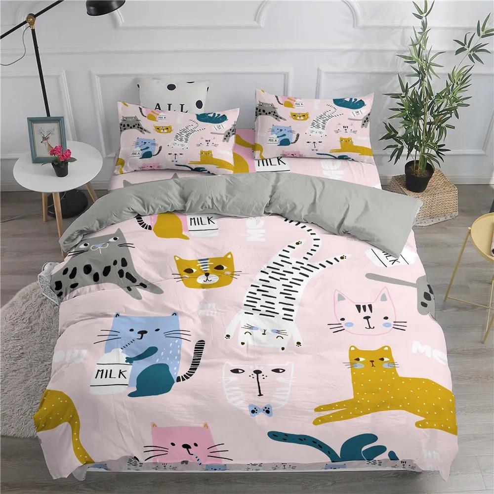 

Cat Duvet Cover Cute Kitten Pet Bedding Set Full Queen For Boys Girls Lovely Funny Cats Animal Comforter Cover With 2 Pillowcase AU Single(140x210cm)