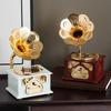 Luxury Home Ornaments Vintage Antique Wooden Metal Phonograph Music Box for Living Room Desktop Decoration Birthday Gifts