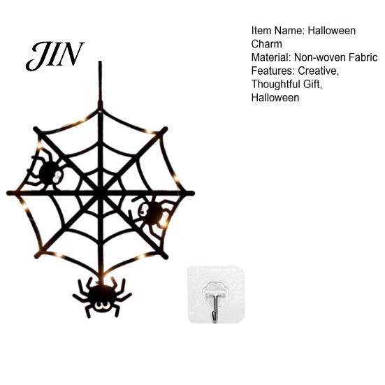 Halloween Holiday Decorations Pumpkin Hanging Decor, Non-Woven Ghost Ornament with Light String, Spooky Festive Decor Door Wall for Party Scene, Trick