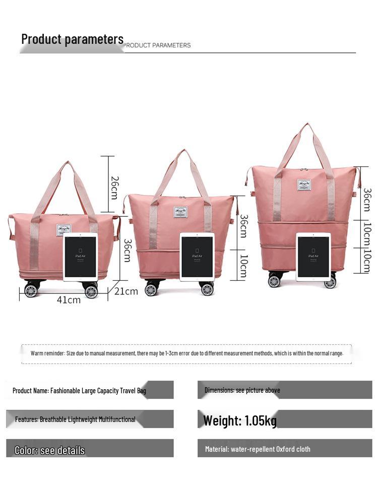 Universal Wheeled Folding Travel Storage Bag: Perfect for Packing Clothes On Short Trips