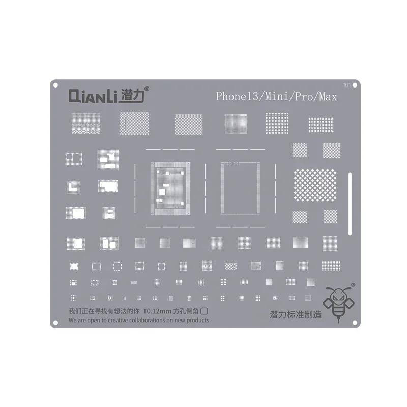 QIANLI MEGA-IDEA Black BGA Reballing Stencil Multifunction Universal Net for iPhone 6-17 Pro Max Planting Tin Steel Mesh Tools