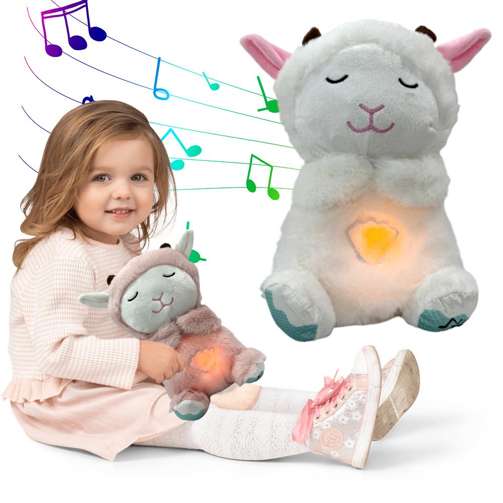 Little Lamb Comfort Doll with Music Lights Rhythmic Breathing Motion Plush Stuffed Animal Musical Baby Toy for Newborn Infants