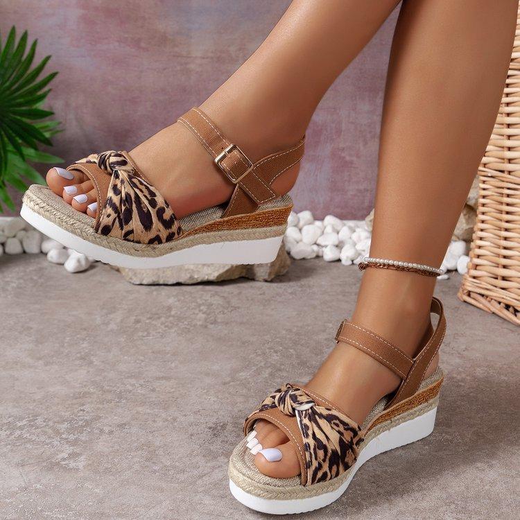 Platform Sandals Women Summer New Large Size Bow One Line Buckle Casual Women Sandals