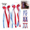 Festival Wear Accessories 2Pcs Ribbon Bow Boot Charms, Patriotic Cowboy Charms with Lace, Polyester Decorations Plaid Striped for Women Cowgirl