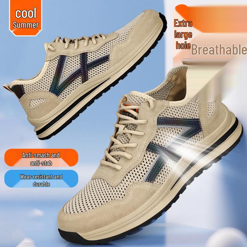 Men s Breathable Anti-Smash Puncture-Proof Safety Shoes EU 38
