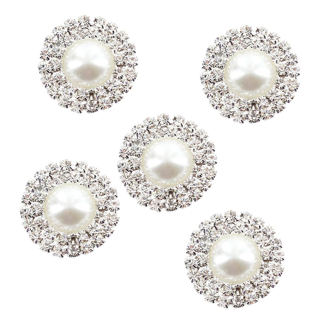 Crystal Pearl Button Round Alloy Fancy Decorative Buttons Pearl Flower Style for Bags and Gift Wrapping