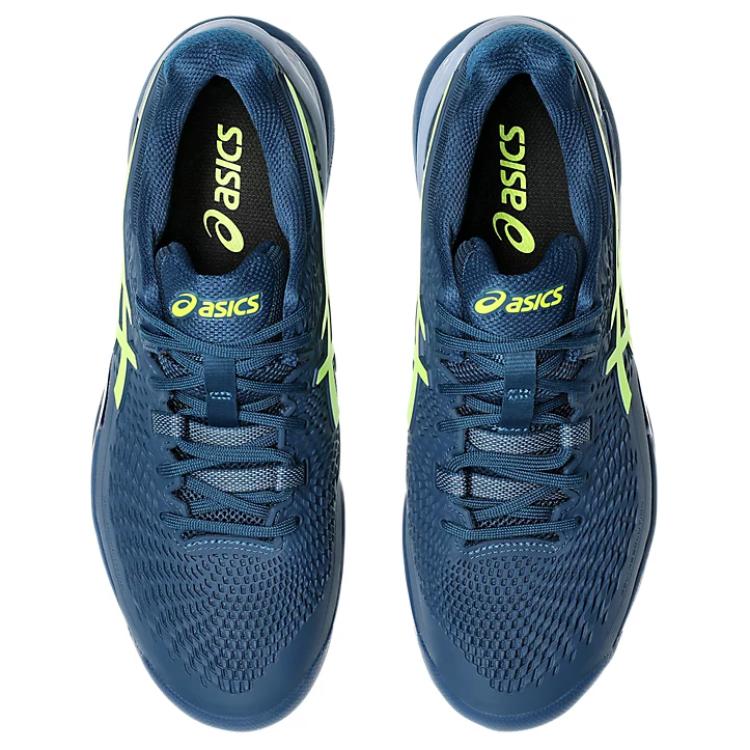 New Asics Gel Resolution 9 Anti Slip Wear Resistant Low Top Tennis Shoes Men's Blue Yellow 1041A376-404