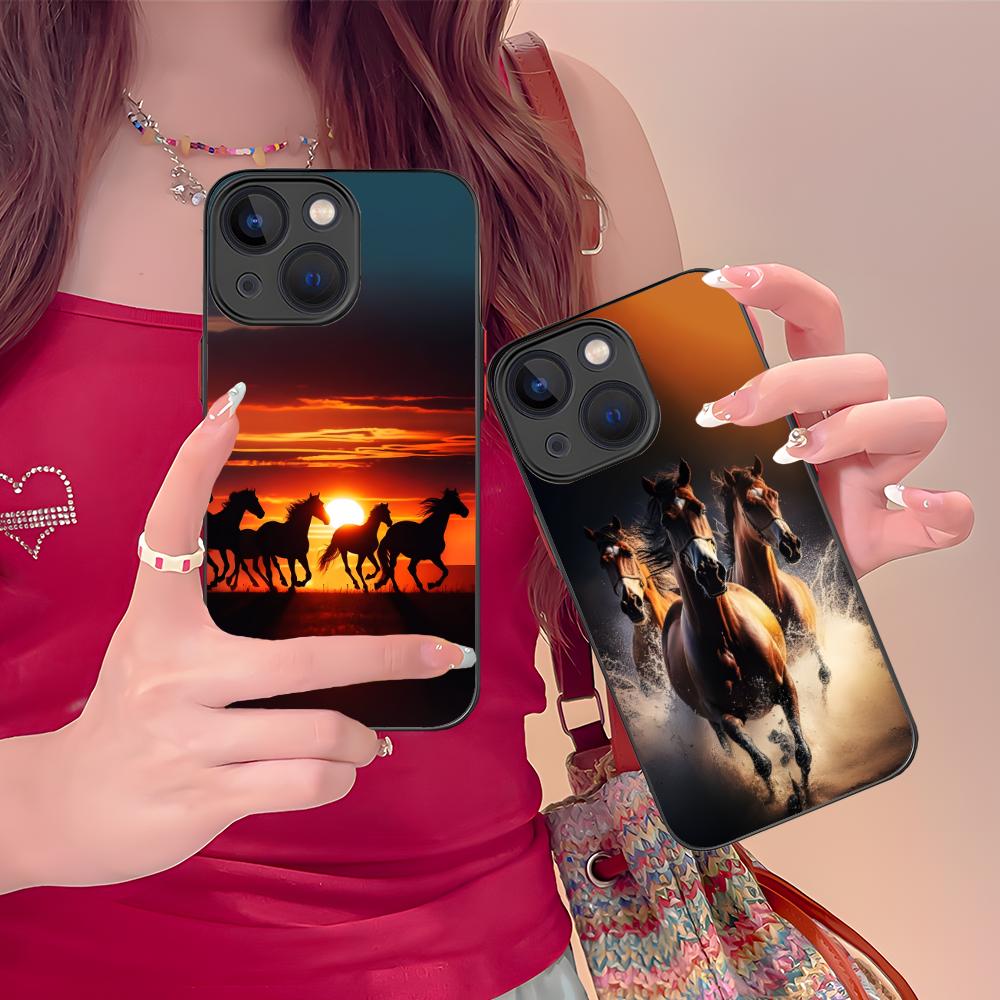 Fashion Horse Mobile Cell Phone Case for iPhone 17 16 15 14 13 12 11 X XR XS 8 7 Air Pro Max Plus Mini Colorful Silicone Cover