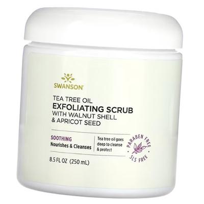 Esfoliante para a pele, Esfoliante de Óleo de Melaleuca com Casca de Noz e Semente de Damasco, 250ml (43280027)