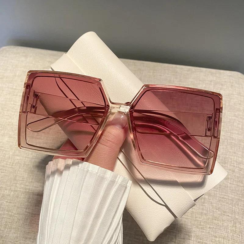 New Vintage Large Frame Sunglasses Women'S Brand Designer Square Sun Glasses Women Travel Fashion Eyewear Uv400