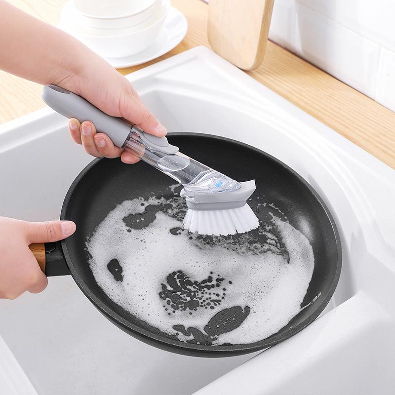 2475 Brush Pots and Dishes, Wash Dishes, Kitchen Household Long Handle Cleaning Wipe Lazy Detergent, Automatically Add Liquid To Wash Pots, Brush