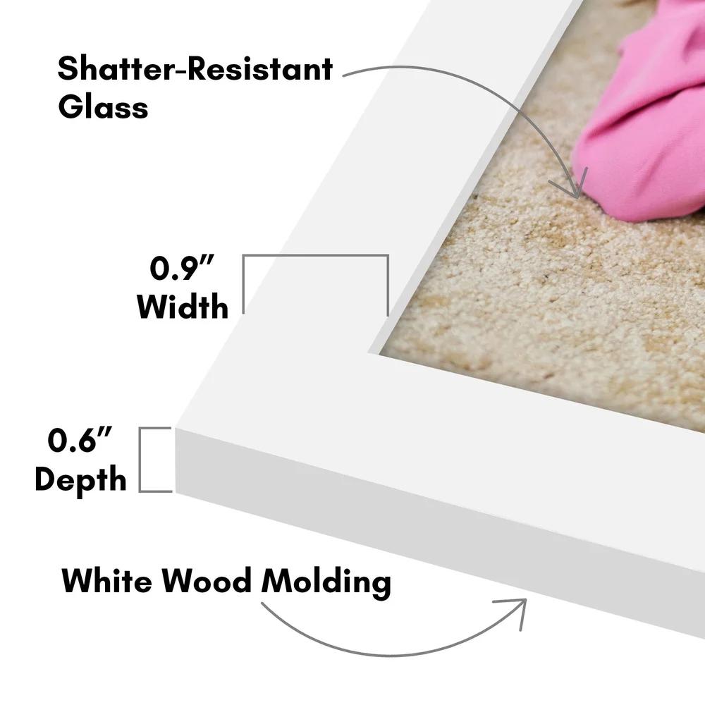 Gallery Picture Frame 8x12 White Wood Molding Shatter Resistant Glass Wall Mount Vertical Horizontal Display Art Frame