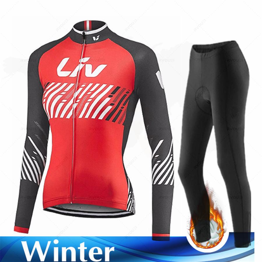 Velvet Warm Cycling Suit Set Women Fashion Long Sleeves Cycling Jersey Set Thermal Fleece Female MTB Road Bike Mallot Ciclismo Hombre