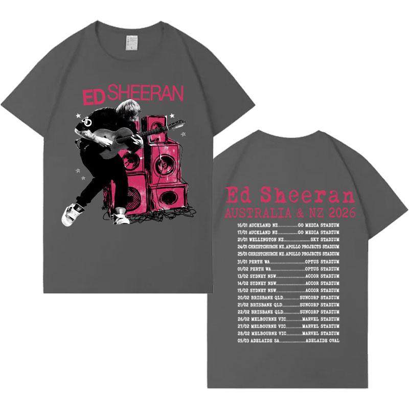 2026 Australian Punk Music Tour Ed Sheeran Double Sided Print Trendy Tshirts Hipster Mens Womens Cotton Crewneck Loose T Shirts
