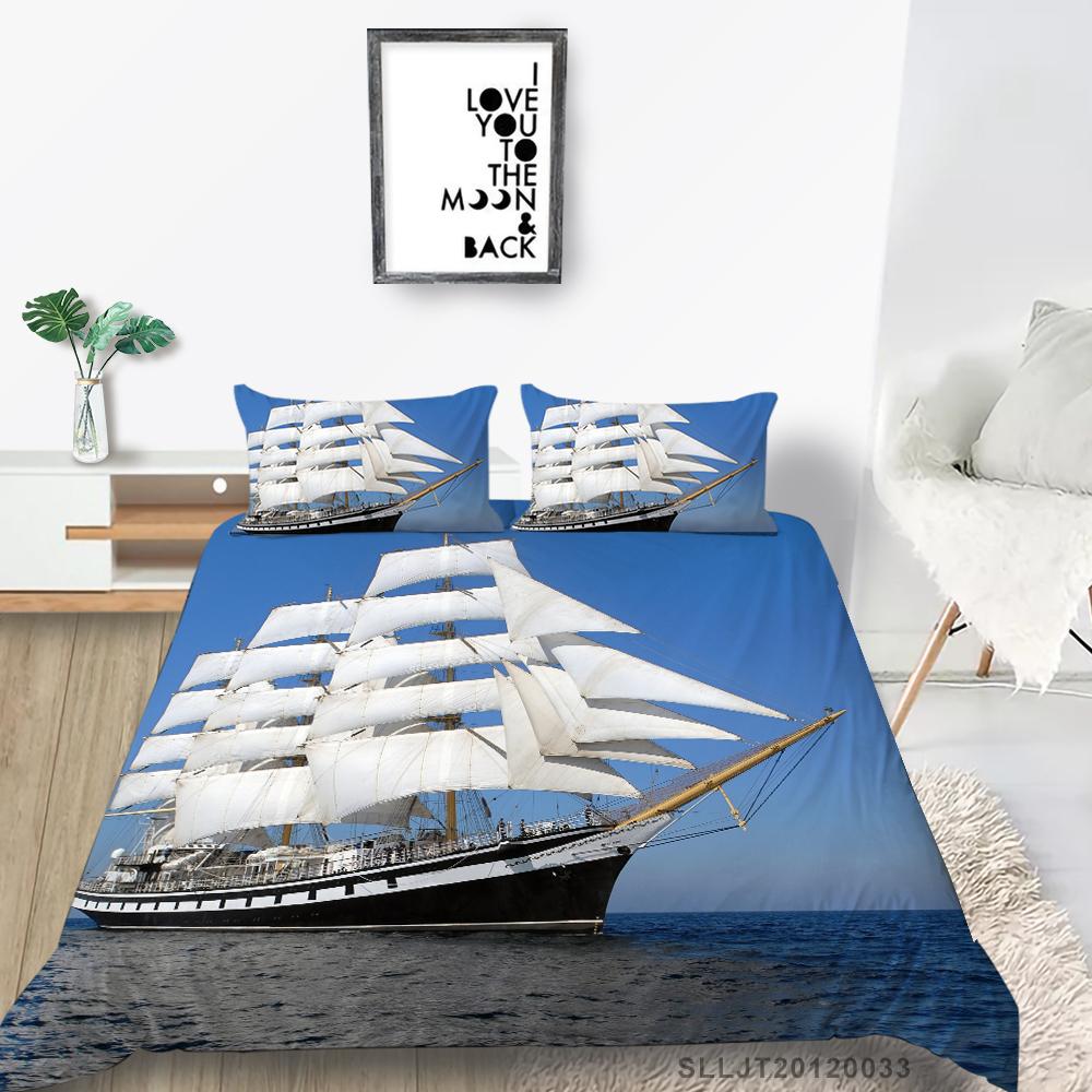 3D Deluxe sada ložního prádla Povlak na přikrývku a povlak na polštář se vzorem vozidla 2 nebo 3 kusy na loď nebo na kolo Potištěné v plné velikosti, pratelné a pohodlné povlečení