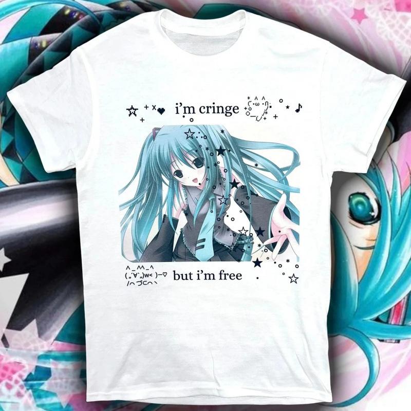 Fashion Women s T-Shirt Camiseta con patrón de Anime japonés Y2K, cami S