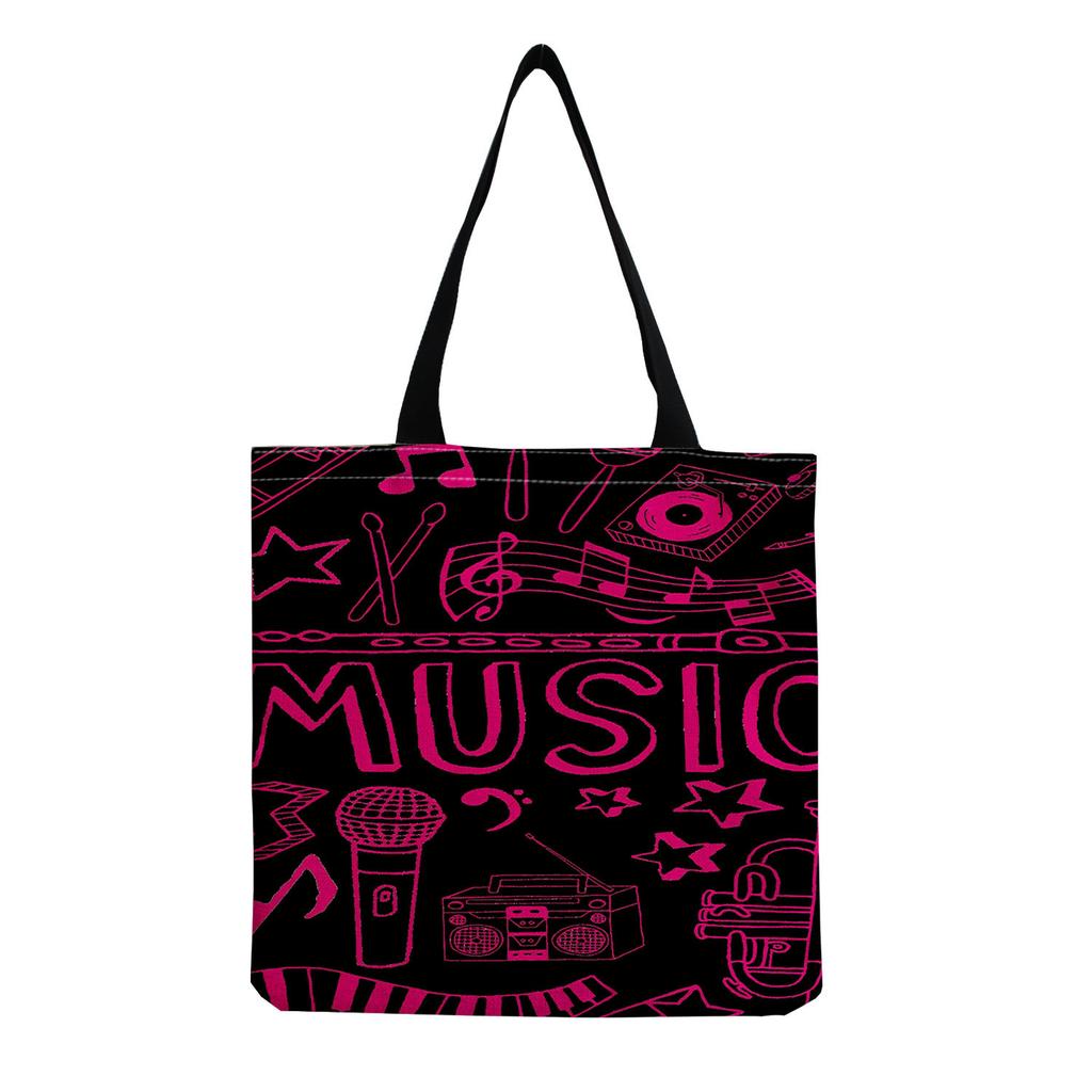 Sac Cabas Vintage en Lin pour Femme - Grande Capacité Sac à Bandoulière Imprimé Piano pour Usage Quotidien & Courses KTB