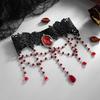 SHIXIN 2026 Nouveau Bracelet de Bras Exquis avec Pendentif Gland en Cristal et Dentelle Noire Bijoux de Mode pour Fête Accessoire Gothique Halloween