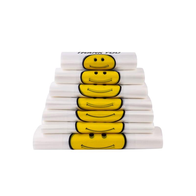 White Smiling Face PE Shopping & Takeaway Bags