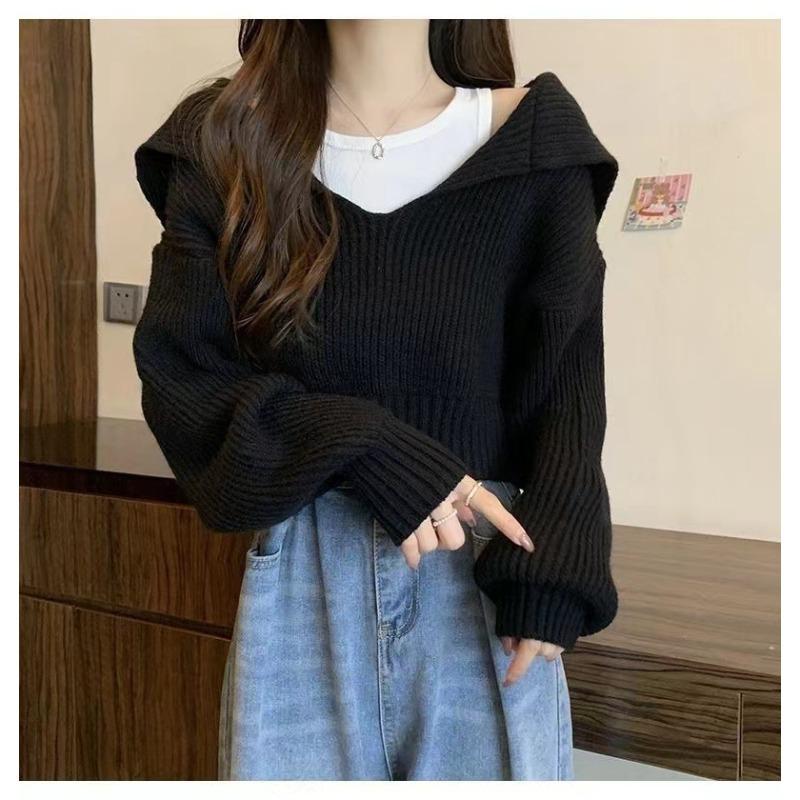 TIFICY Women's Fashion Casual Fall Winter Solid Color Print Long Sleeve Sweaters