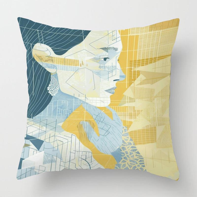 Vintage Figuren Illustrations Kissenbezug 45x 45cm Schlafzimmer Sofa Dekokissenbezug Vier Jahreszeiten Universal Vielfalt optional