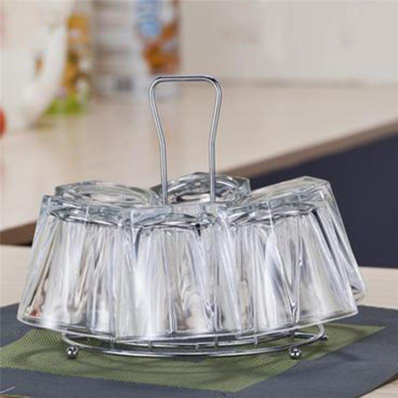 Buy Silver Desktop Glass Cup Storage Rack Useful Iron Durable Drying