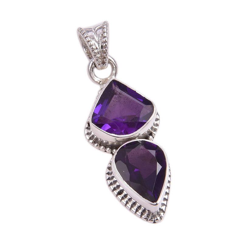 Natural African Amethyst Gemstone Handmade 925 Solid Silver Pendant 1.50'' t8J05