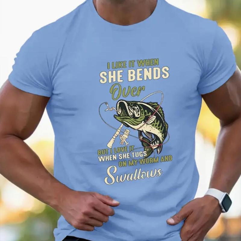 

Новая летняя мужская модная футболка с принтом «рыболовная удочка», мужская футболка, топ XL синий