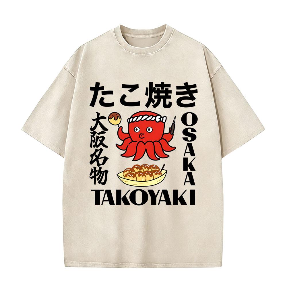 Washed Vintage Japanese Osaka Takoyaki Funny Octopus Chef Meme T-shirt Men Fashion Humor T-shirts Male Casual Oversized T Shirts S разноцветный