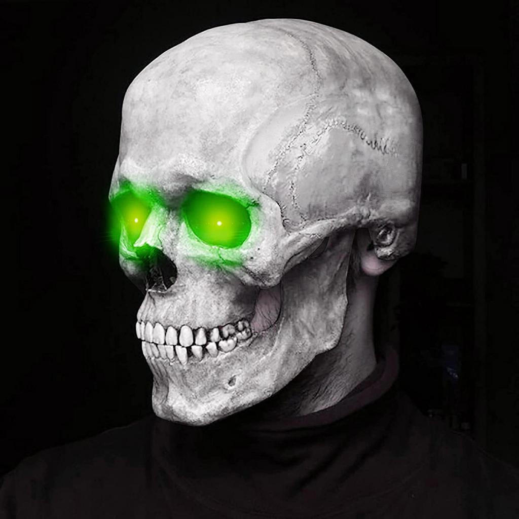 New Model Skull Mask with Movable Mouth, Skull Hood with Movable Jaw, Halloween Horror Helmet Face Mask