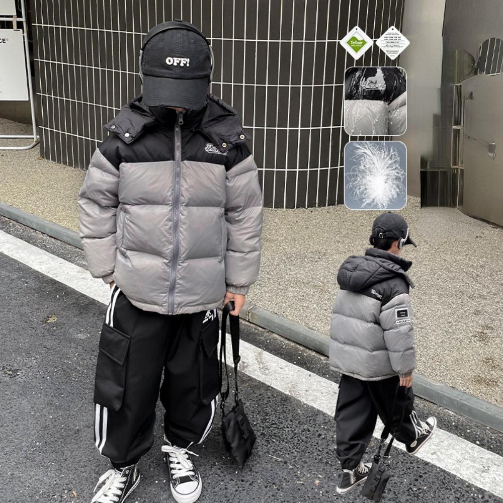 

Детский непромокаемый утепленный кожаный пуховик с капюшоном