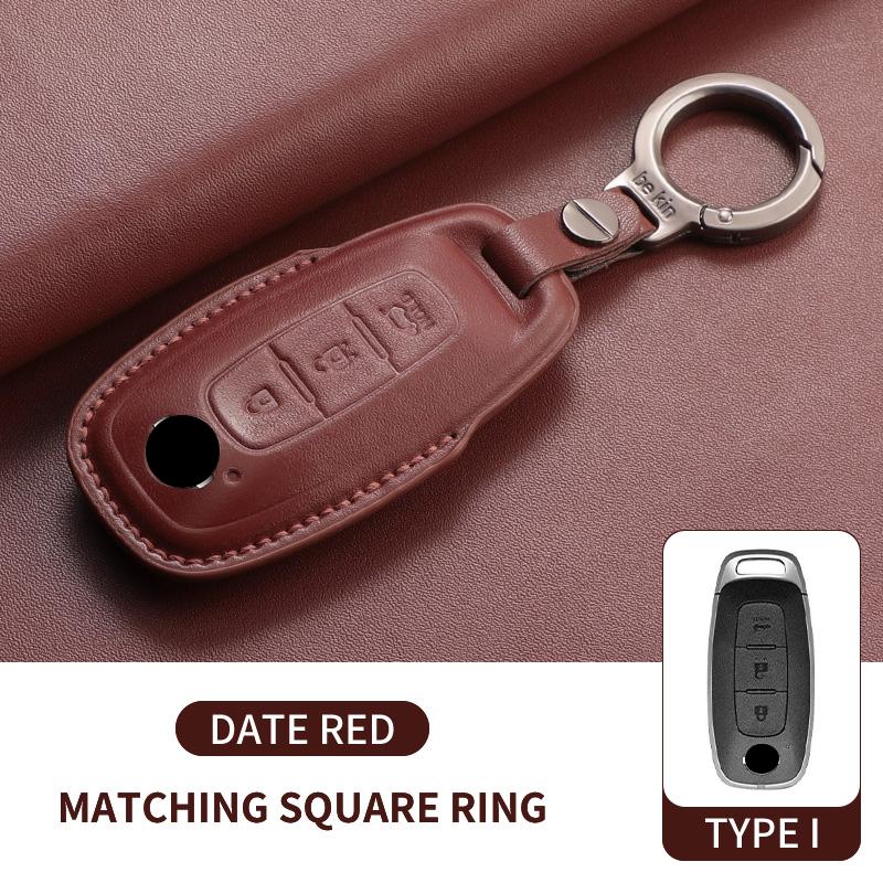Genuine Leather Auto Key Fob Cover Case Housing Fit For Nissan Teana Qashqai X-Trail Kicks Tiida Auto Smart Key Fob Housing Long-lasting Protective