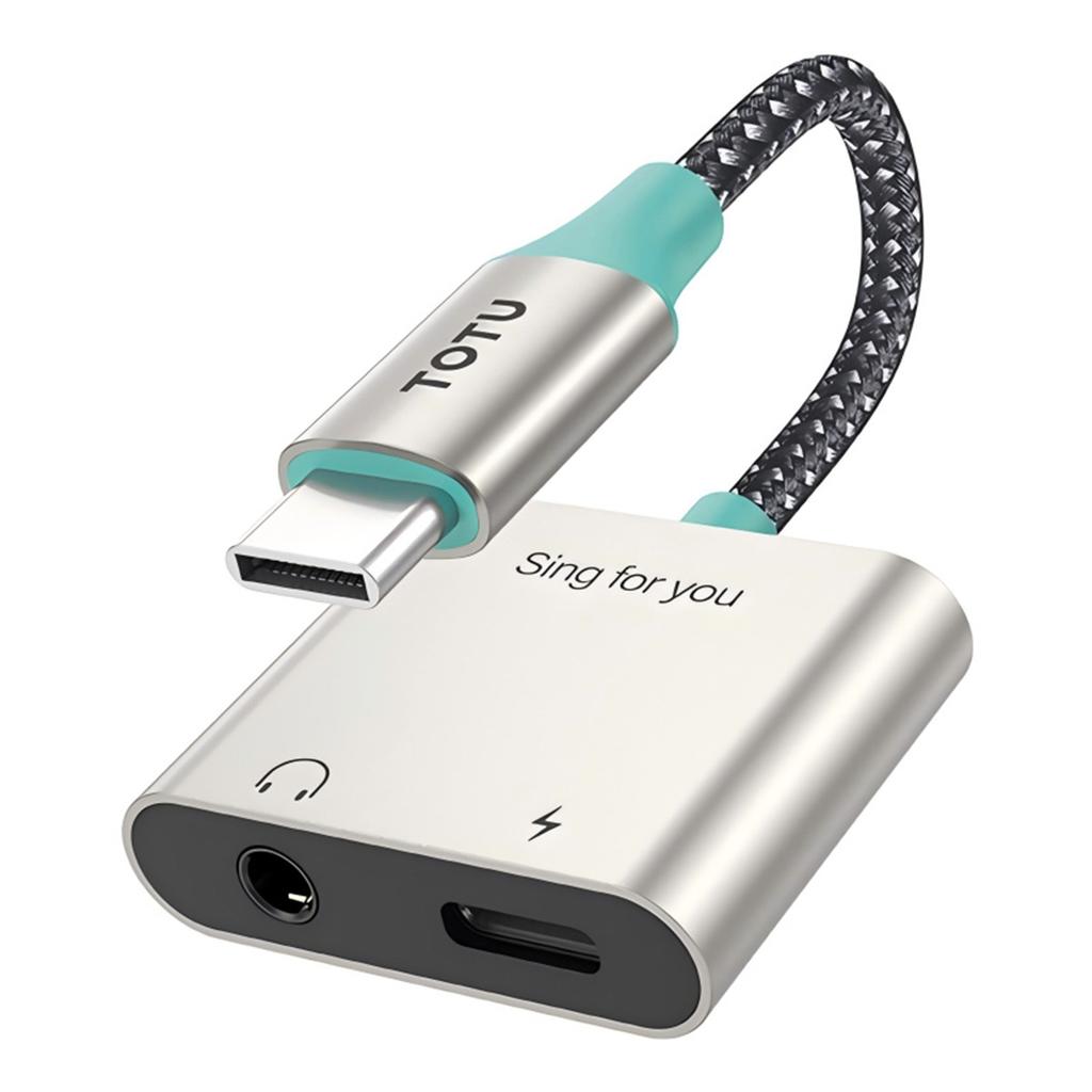 TOTU AD-5 13cm USB-C to USB-C + 3.5mm Audio Adapter Cable Support PD 30W Fast Charging