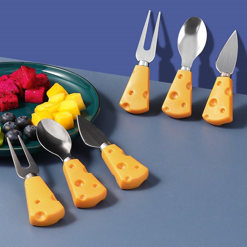 1 buc cuțite de brânză tacâmuri mâner din lemn oțel inoxidabil unt spatulă furculiță lingură lopată plată bucătărie creativă instrumente de gătit