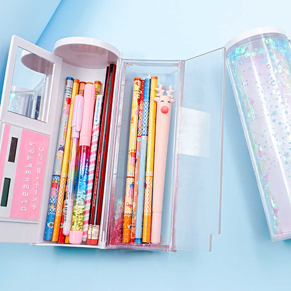 Pencil Case Portable School Children Pen Box Reusable Battery Operated Birthday Book Shop Stationery Storage Organizer Girl