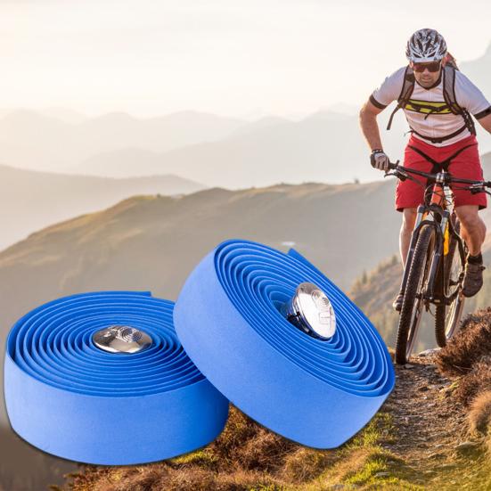 2Pcs Road MTB Bike Handlebar Anti-skid Tape Cycling Damping Straps with 2 Plugs