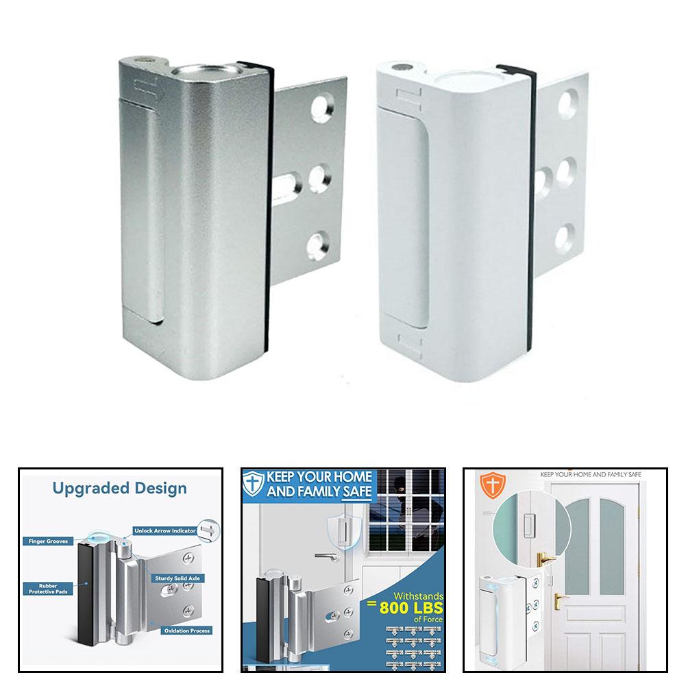For Swing-in Doors Anti-theft Door Lock Door Reinforcement Lock White Spring-loaded Mechanism Child-safe Design