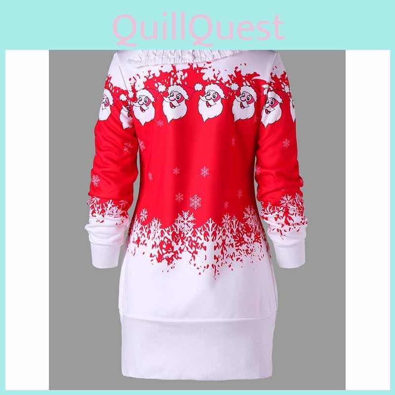 Festive Womens Christmas Jumper Mini Dress With Charming Santa Claus Design