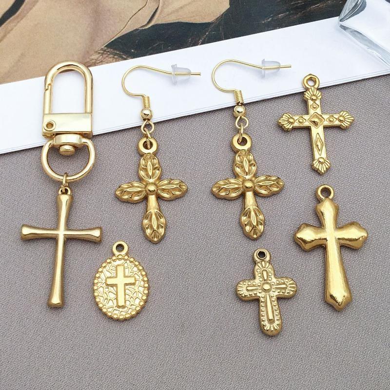 2Pcs Stainless Steel Charms Pendants For Cross Charms For Jewelry Making Supplies Christ Bracelet Necklace Earrings Accessories