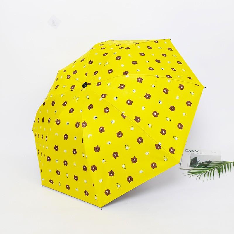 Cartoon brown bear automatic umbrella folding student weather and rain umbrella children vinyl sun umbrella manufacturers wholesale