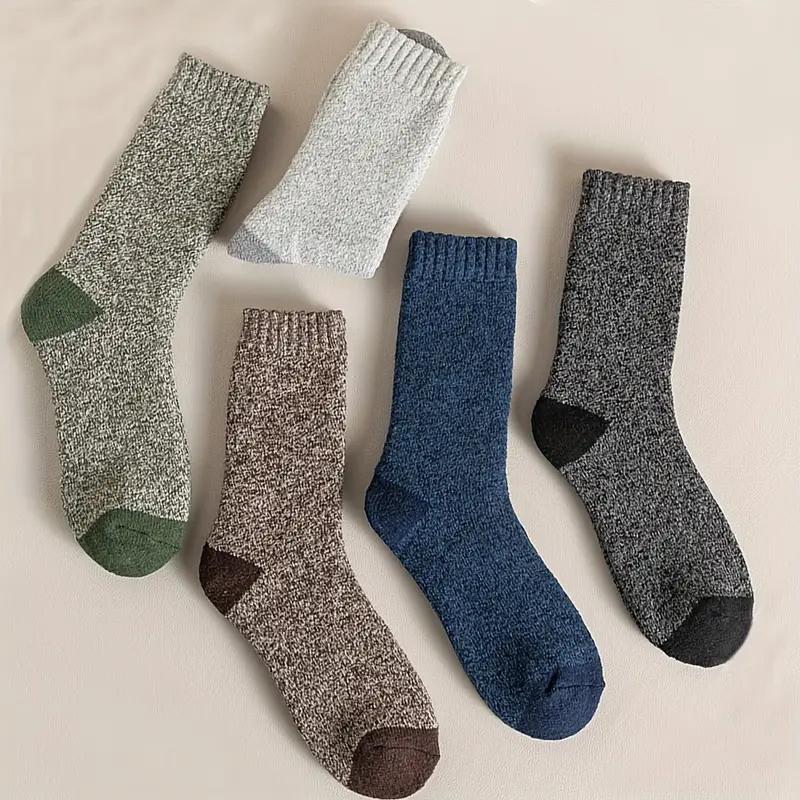 5 Pairs Men's Thermal Winter Socks - Cozy & Warm for Hiking, Fishing | Breathable | Ribbed Cuffs | Machine Washable, Warm Socks