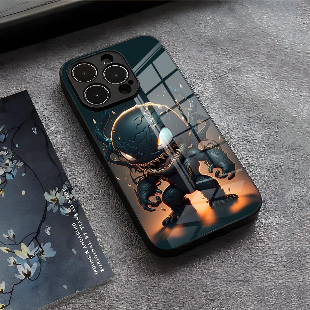Baby Marvel Venom Groot Funda Phone Case For IPhone 17 Air 16 E Pro Max 15 14 13 Mini 12 Pro 11 Max Plus Black Glass Cover