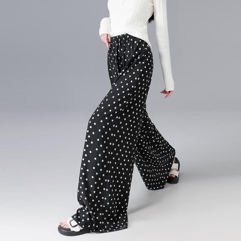 Demana Romantic Polka Dot Chiffon Wide-Leg Pants