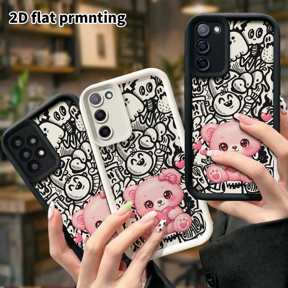 Phone Case: 2D Flat Samsung Galaxy A34 A35 M05 M06 S20 S22 S21 FE Plus 5G Protective Case, Plush Teddy Bear, Christmas and Halloween Gift
